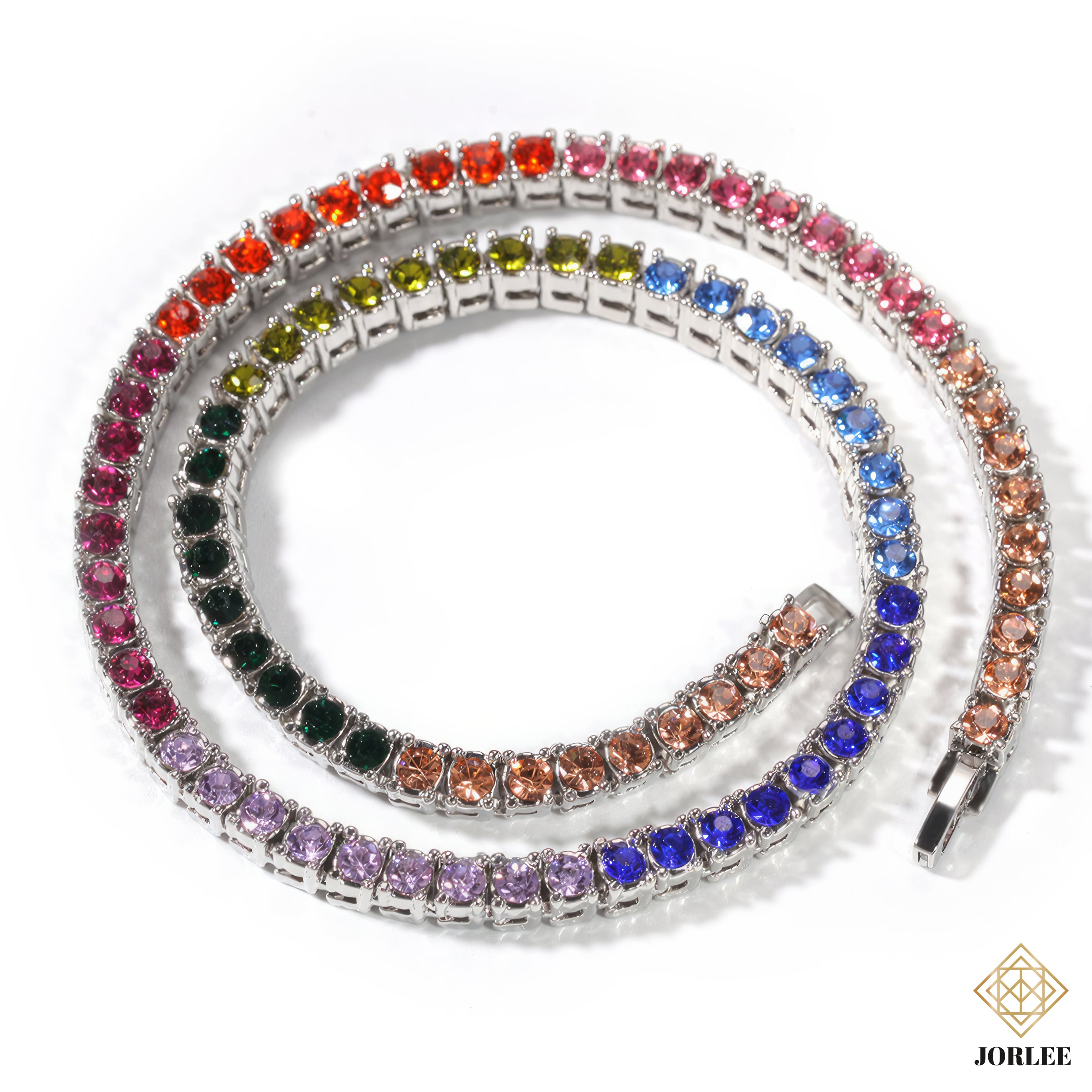 Rainbow Bling Necklace | Hip Hop Iced Out Chain | Colorful Rapper Jewelry