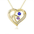 Sterling Silver Heart Name Necklace with Personalized Birthstones