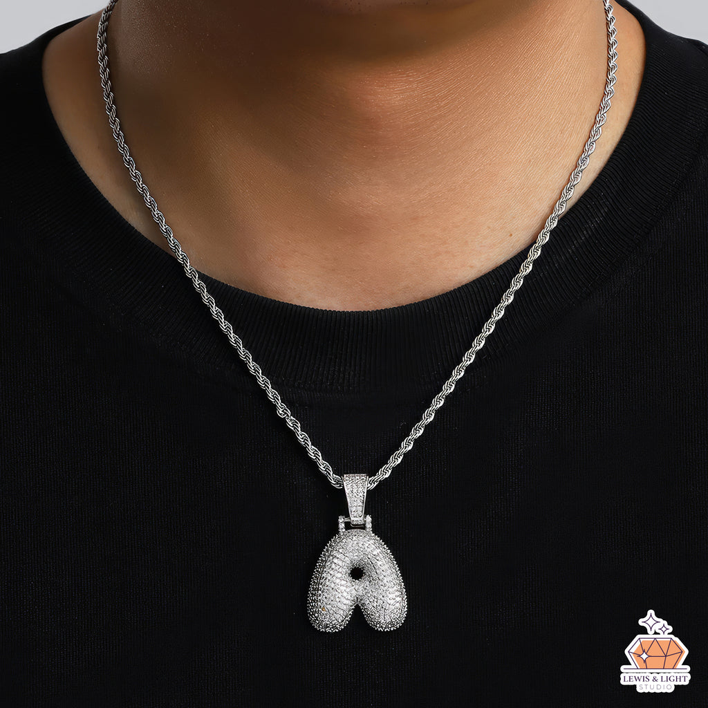 Bling Iced Out Monogram Initial - Silver