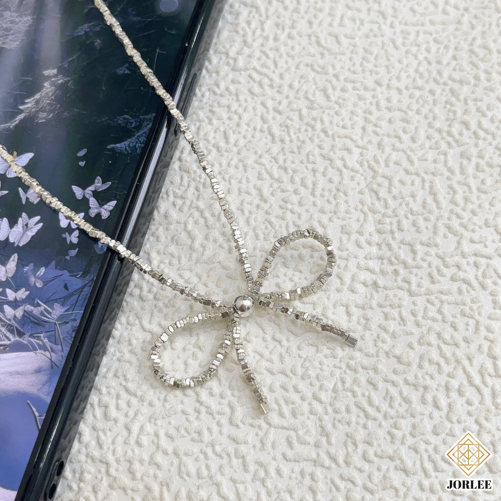 S925 Sterling Chopped Silver Snake Chain Collar | Elegant Luxury Ribbon Pendant | Dainty Fashion Jewelry for Women