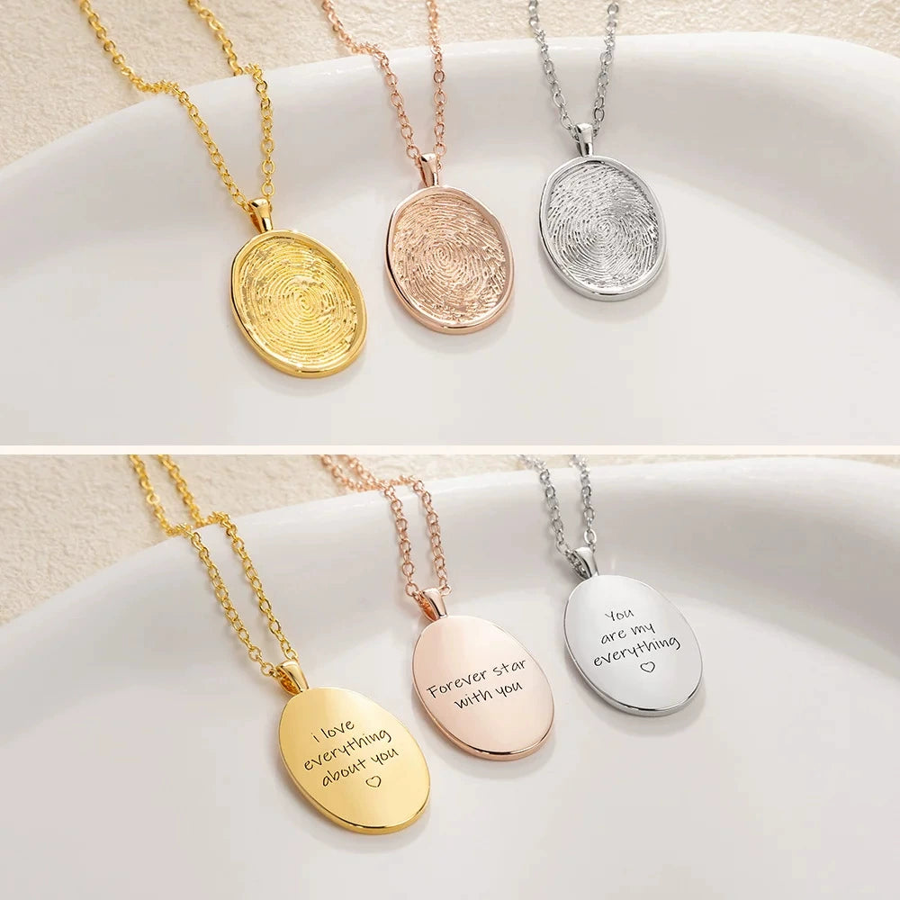 Fingerprint Necklace | Custom Engraved Personalized Memorial Jewelry