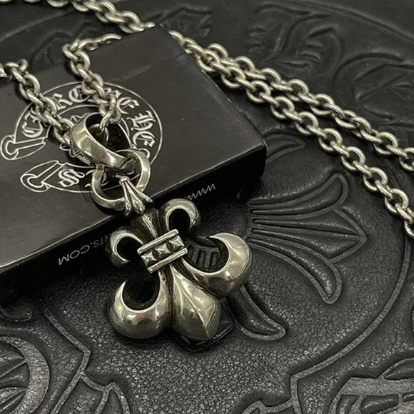 Chrome Hearts 'Fleur de Lis' Teardrop Pendant – 925 Sterling Silver Rock Saints Jewelry
