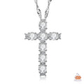 Moissanite Cross-shape Necklace - Silver