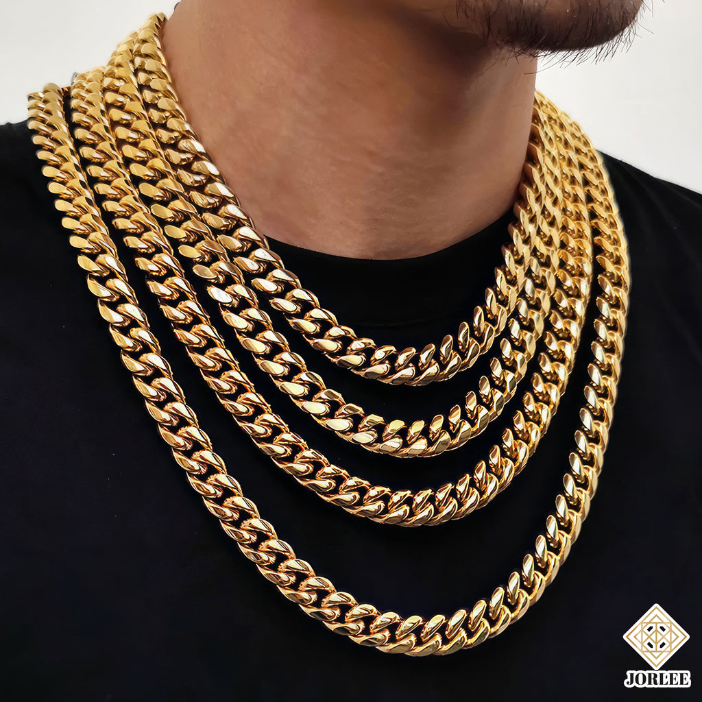 12mm Miami Cuban Link Chain – Gold Plated Mens Necklace, Hip Hop Jewelry, Thick Curb Chain Bling