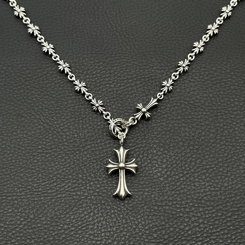 Chrome Hearts Rosary Cross Necklace – Adjustable Carved Ring Chain | Hip Hop Fashion Jewelry