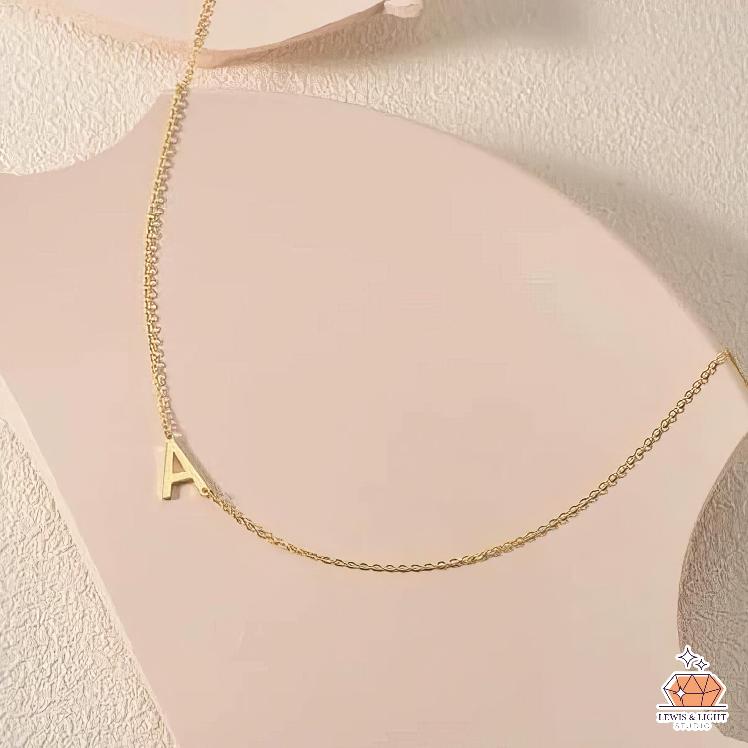 Dainty Personalized Sideways Initial Necklace – Custom Monogram Jewelry