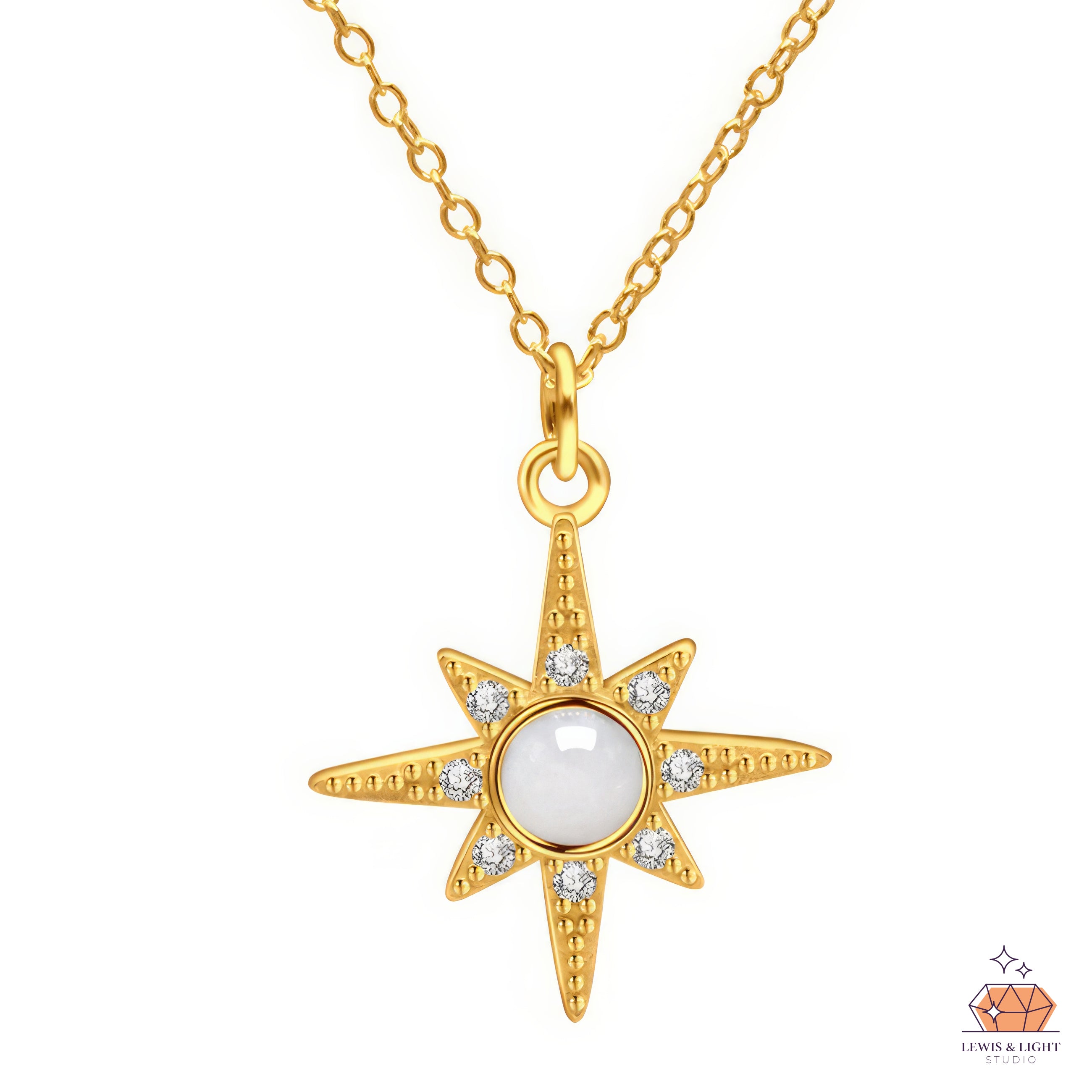 Nordstern mit Mondstein – Gold