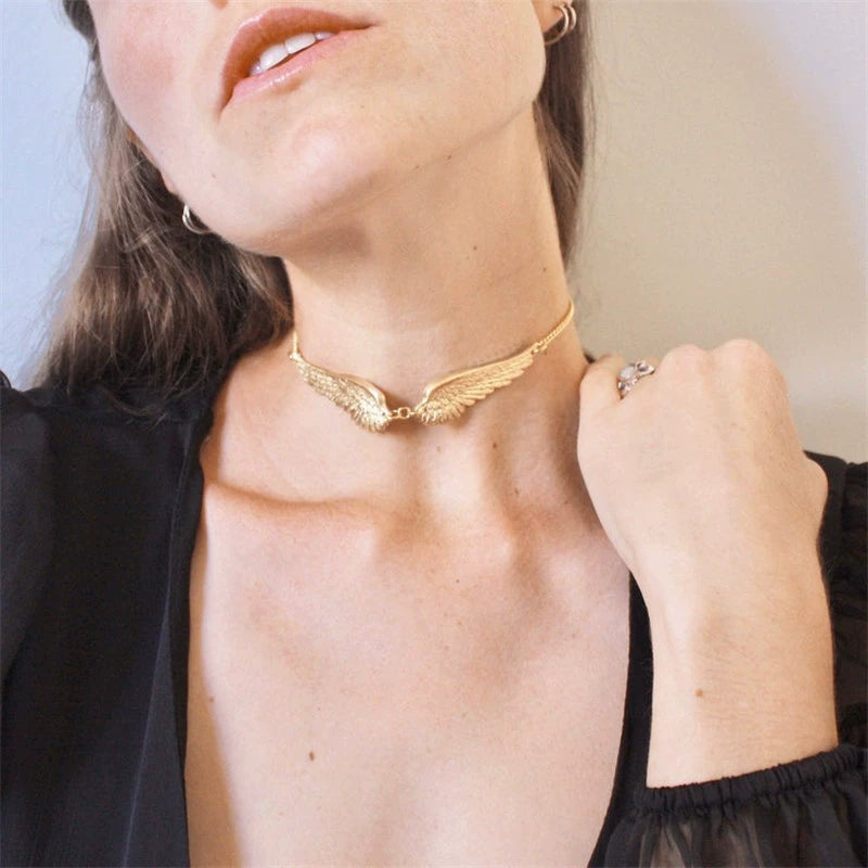 Wing Necklace – Guardian Angel Necklace Gold Wings Angel Wing Kendall Choker