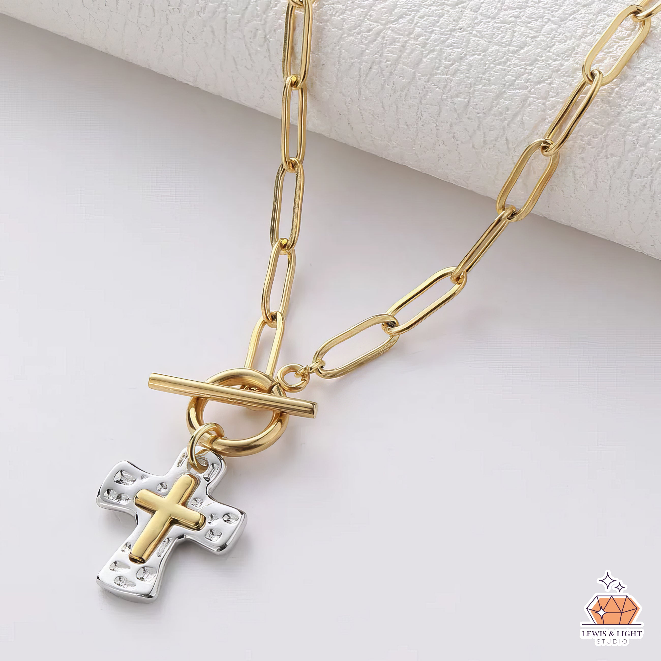 Embedded Minimalist Cross Necklace