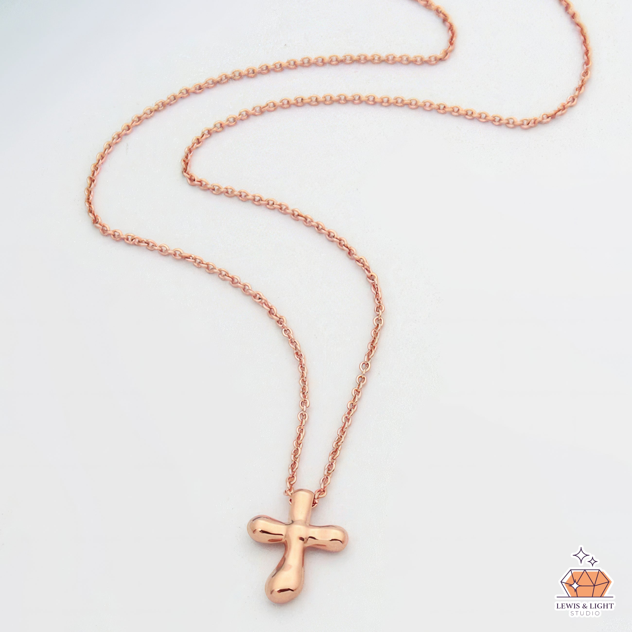 Renee Bubble Cross-shape Necklace - Rose Gold