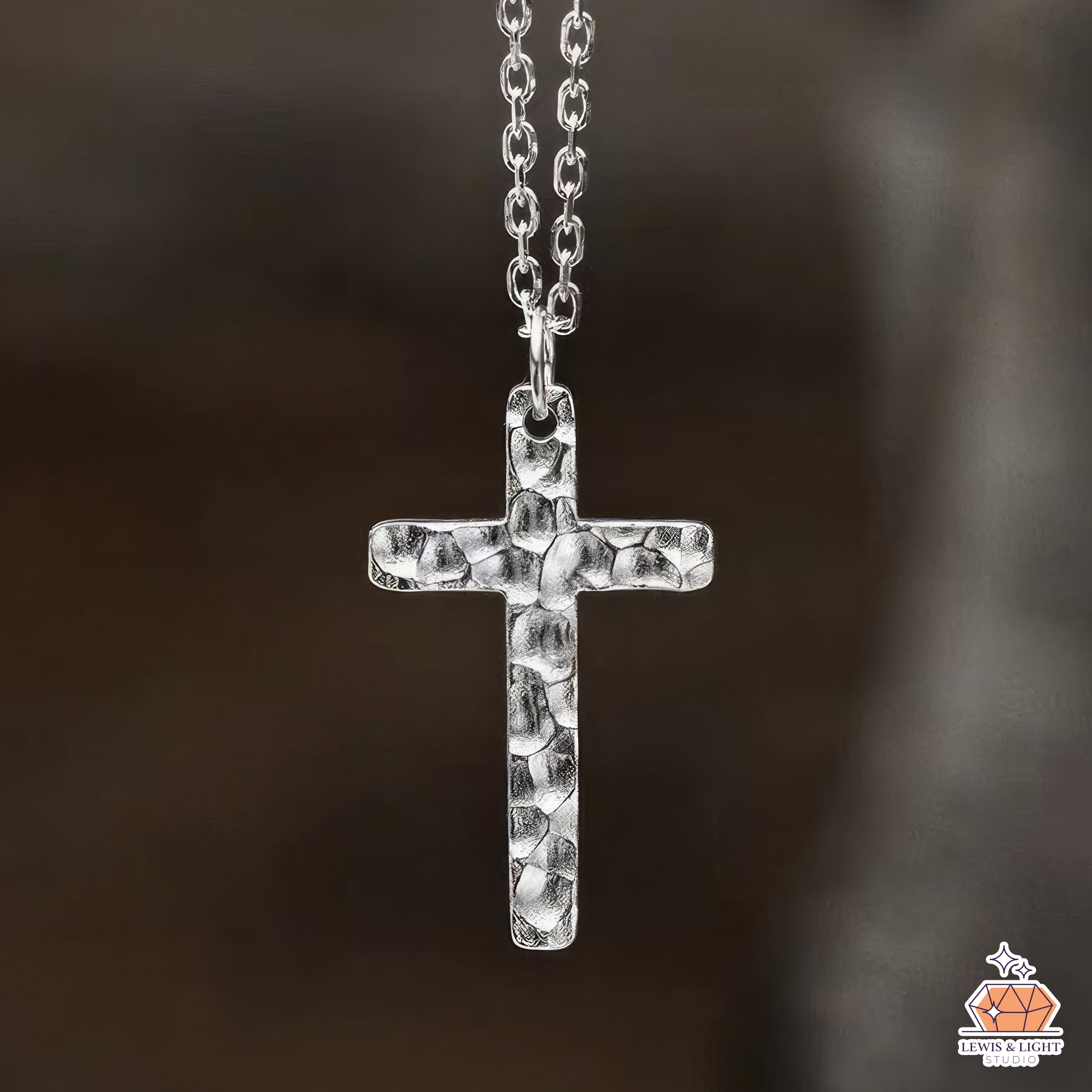 Hammered Bumpy Cross-shape - Silver