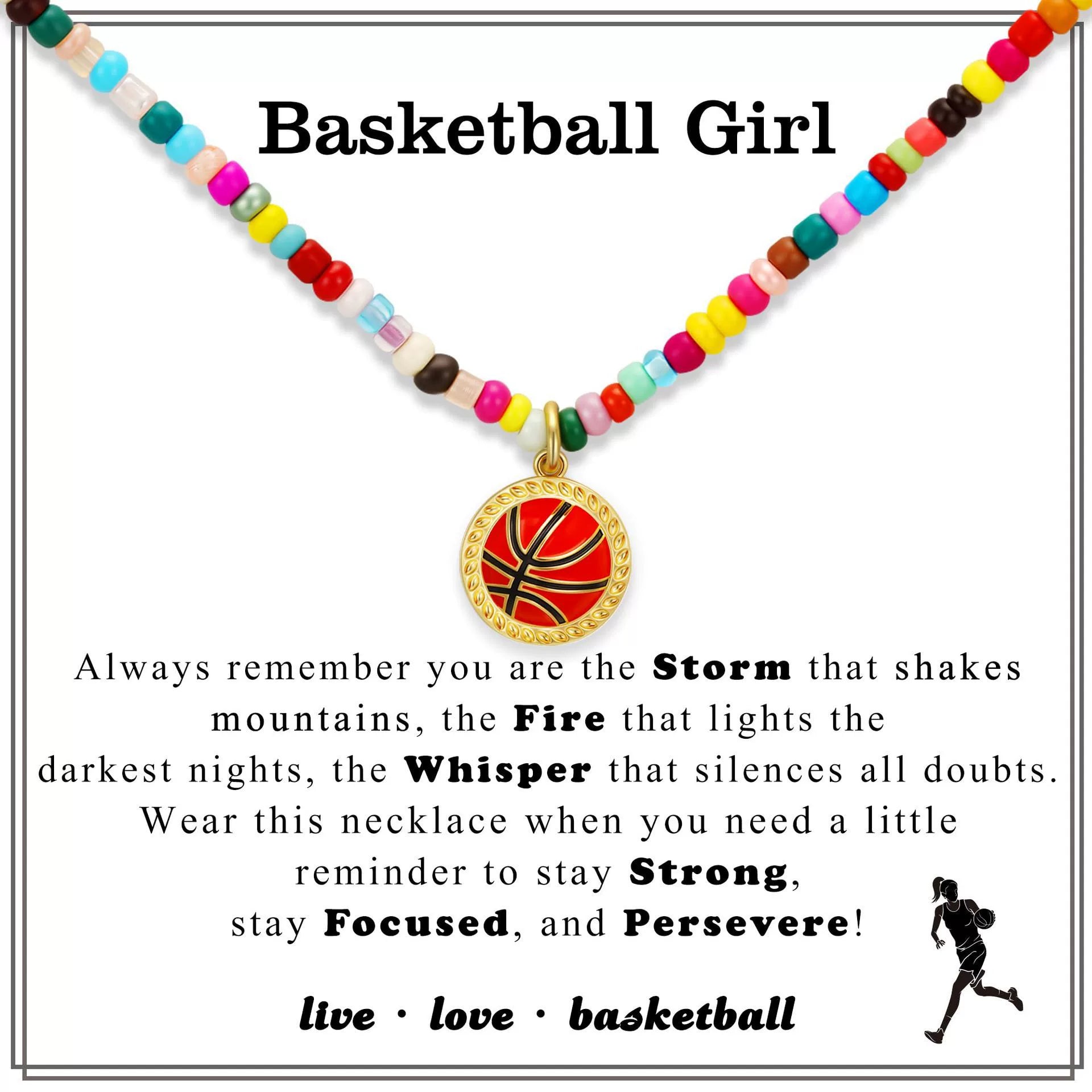 Volleyball Girl Beaded Necklace for Girl | Love Sports Charm Necklace