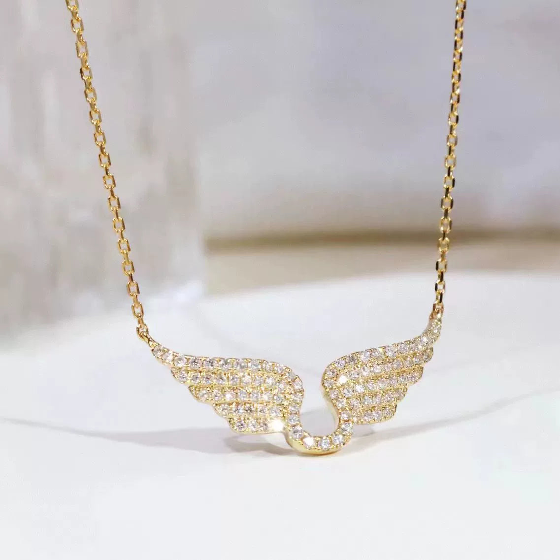 Angel Wing Necklace – Zircon Guardian Wing Pendant
