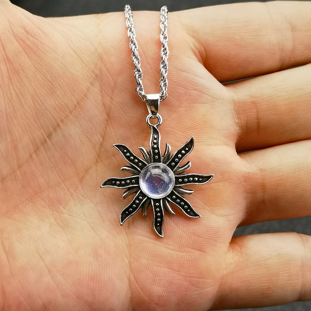 Bohemian Rapunzel Sun Necklace – Moonstone Necklace – Celestial Boho Jewelry