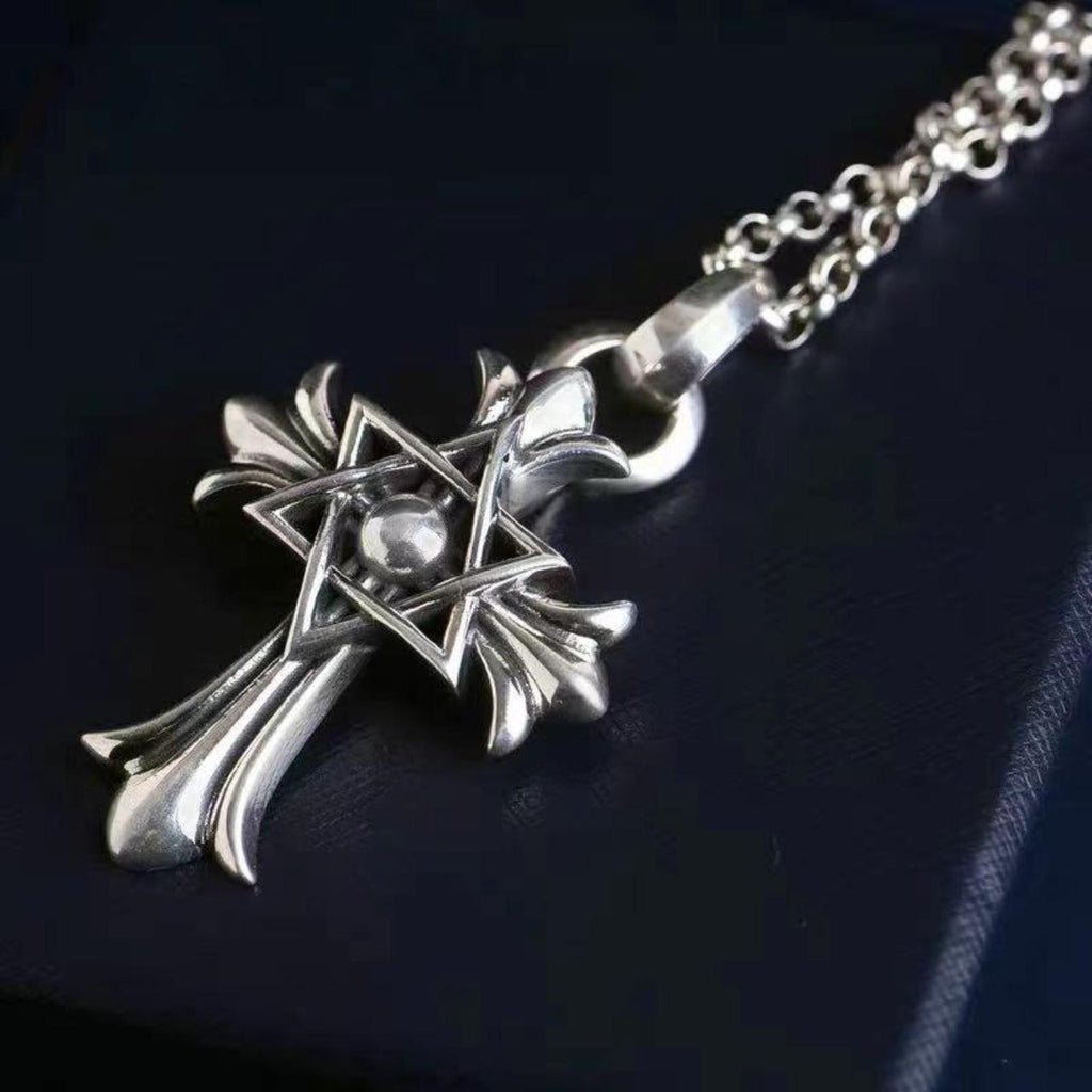 Chrome Heart Star of David Pendant – Gothic Y2K Punk Jewish Star
