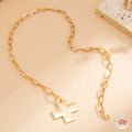 Hammered Cross Paperclip Chain