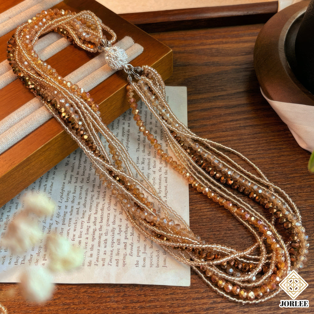 Gold and Pearl Multi-Strand Twist Necklace – Elegant Layered Beaded Choker for Women | Statement Jewelry for Formal or Casual Wear