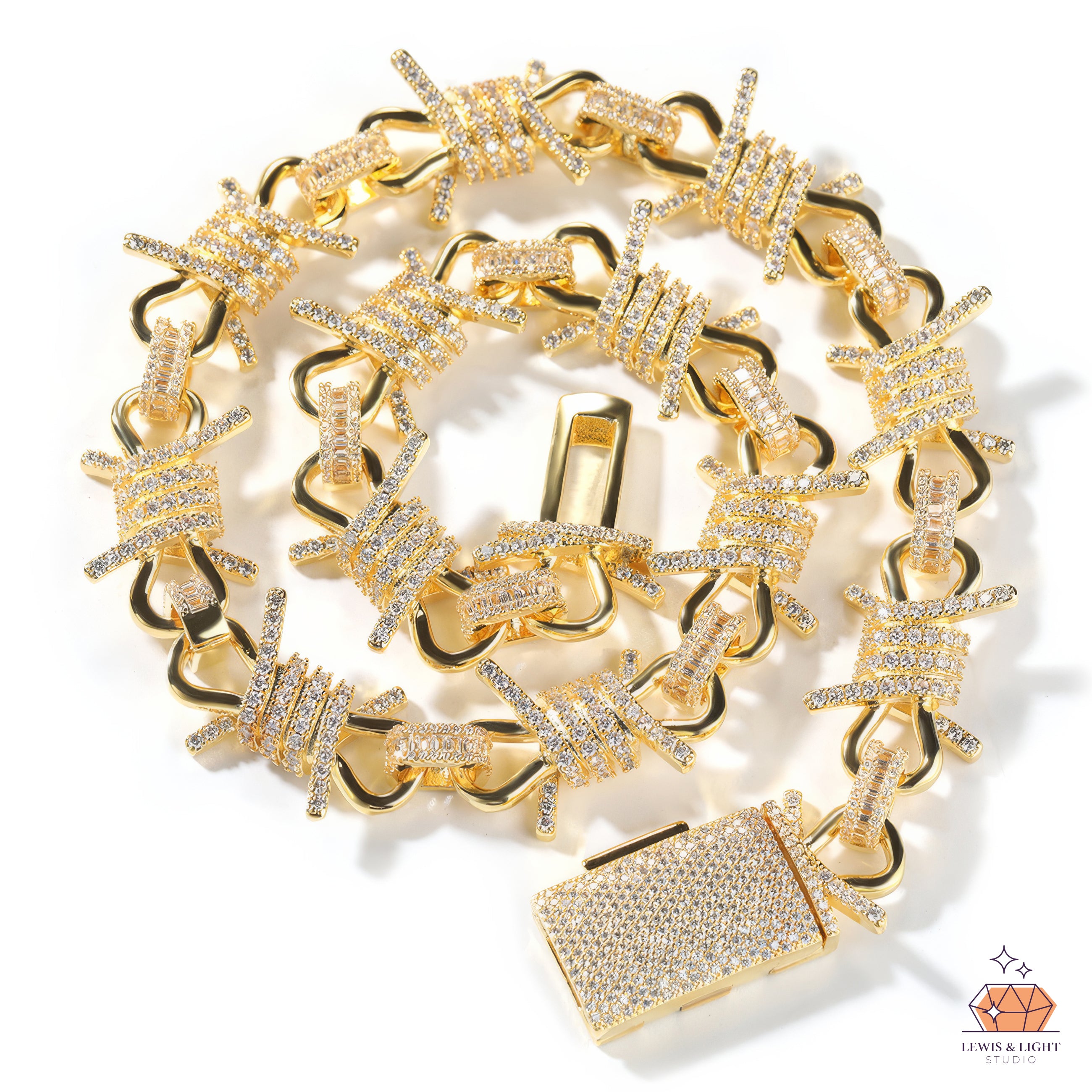 Iced Out Barbed Wired Cuban Link Chain