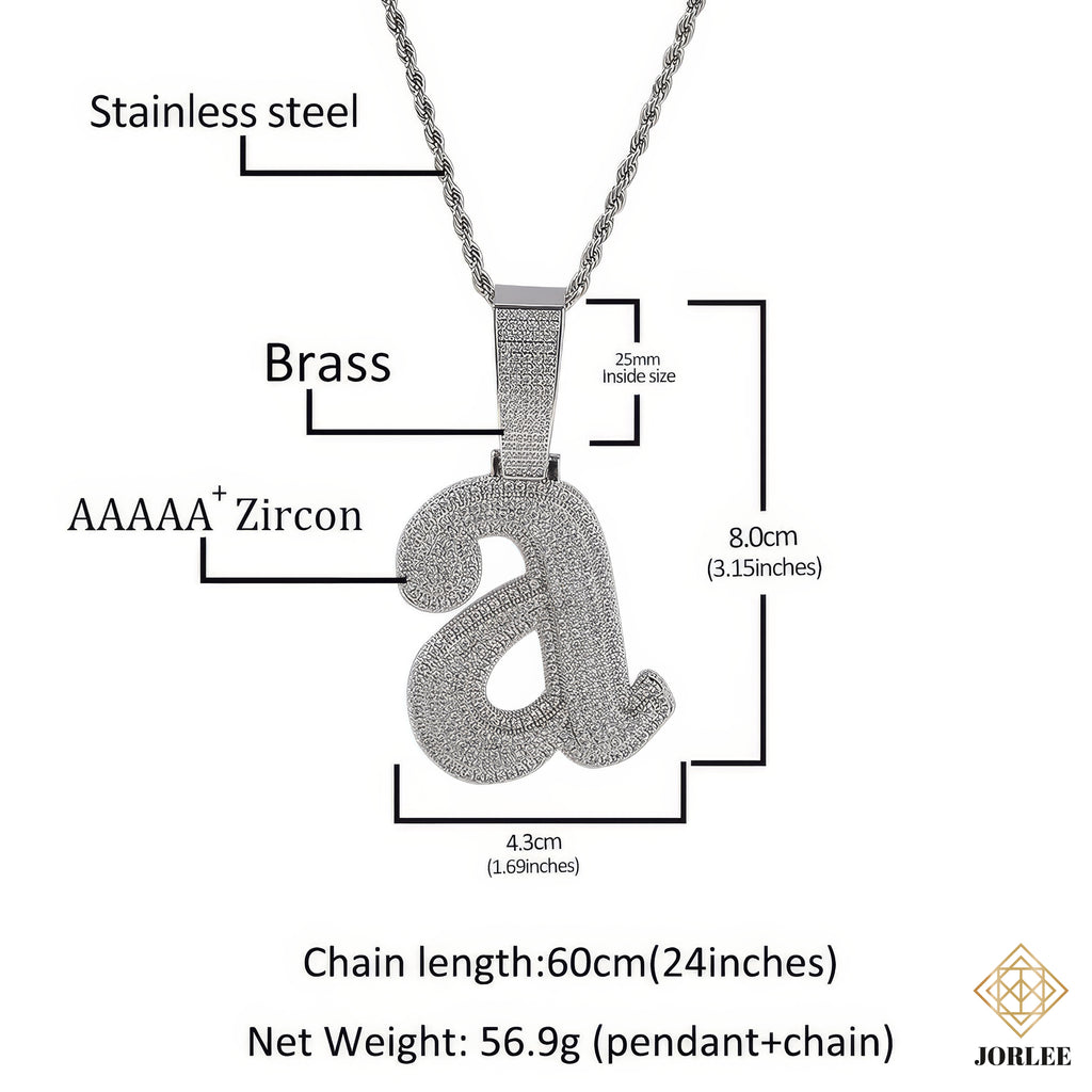 Iced Out "A Minor" Pendant Necklace: Hip Hop Bling Chain Jewelry, Gift for Him