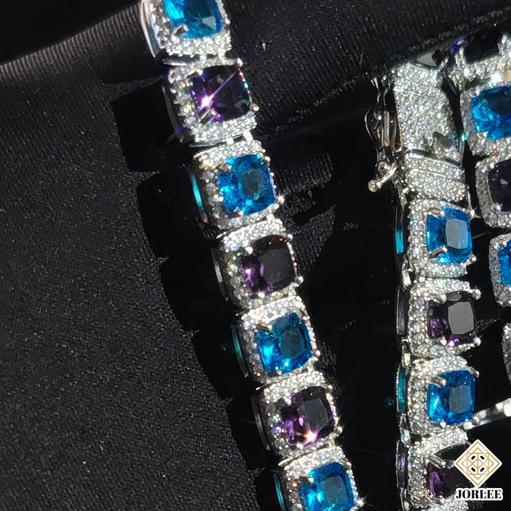 Iced Chain Blue & Purple Hip-Hop Necklace