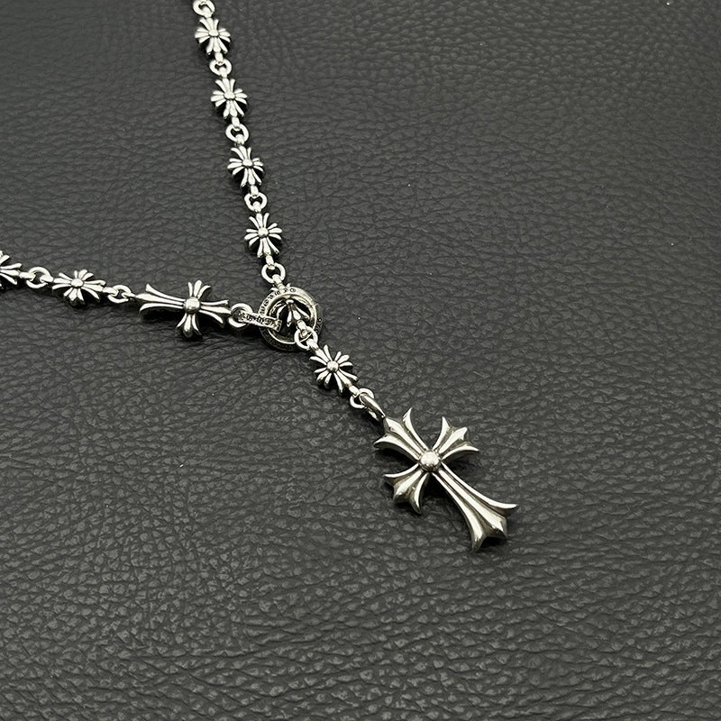 Chrome Hearts Rosary Cross Necklace – Adjustable Carved Ring Chain | Hip Hop Fashion Jewelry