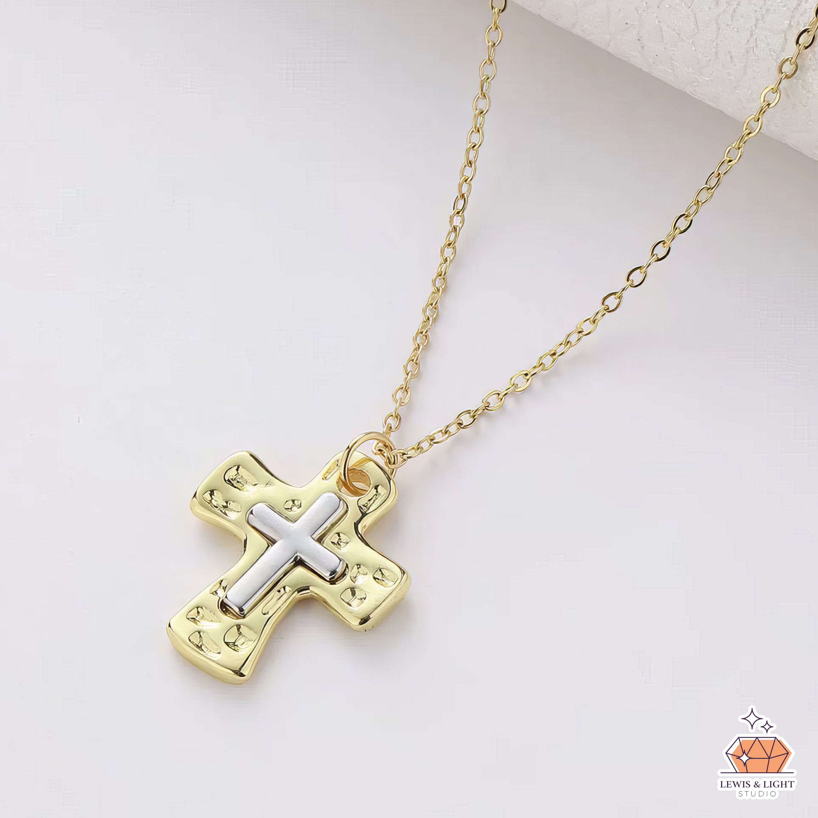 Embedded Minimalist Cross Necklace