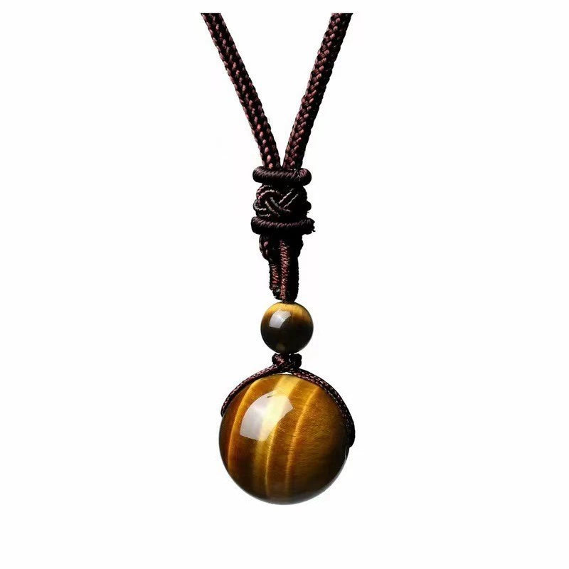 Red & Yellow Tiger Eye, Obsidian & Amethyst Healing Necklace – Natural Gemstone Protection & Calm Energy