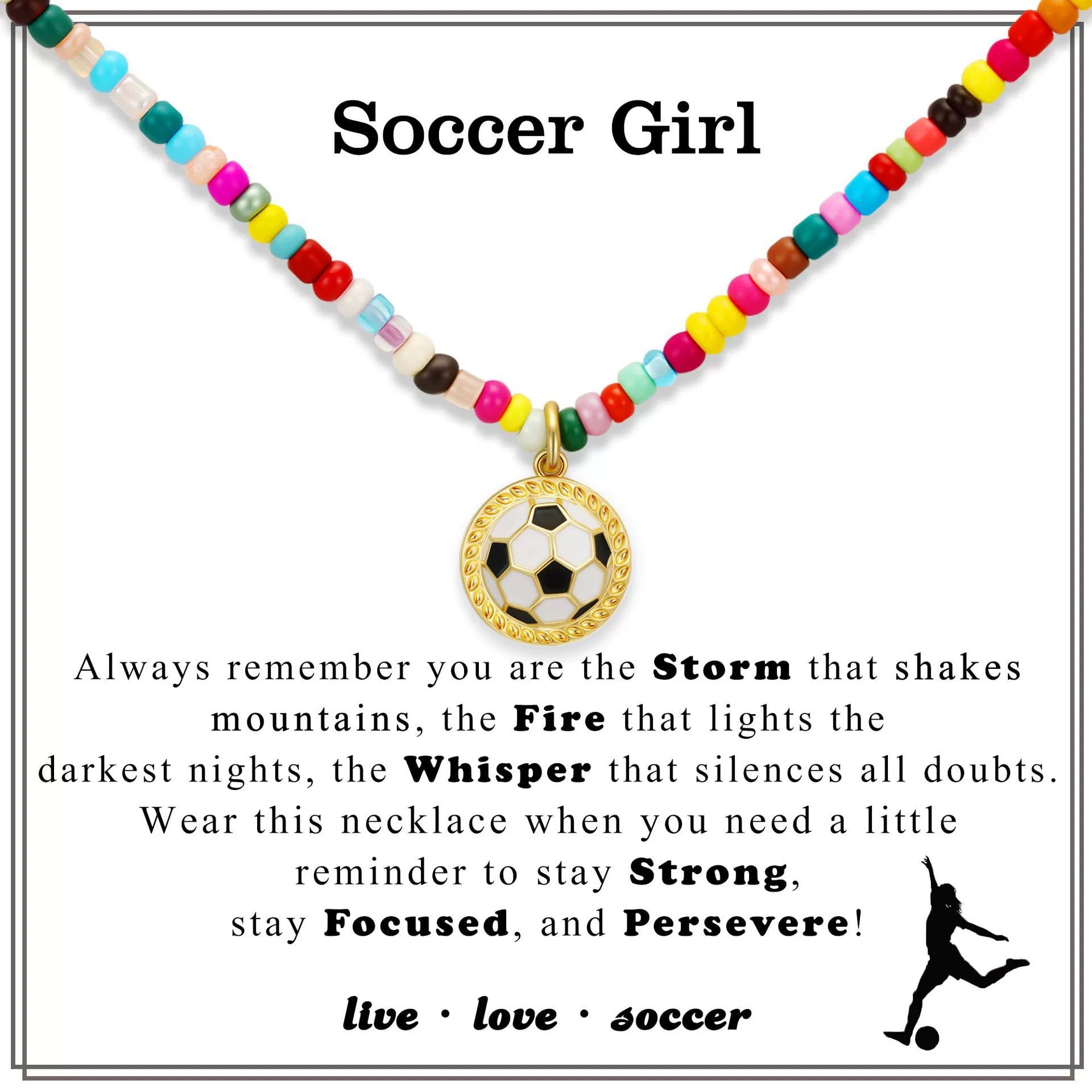 Volleyball Girl Beaded Necklace for Girl | Love Sports Charm Necklace