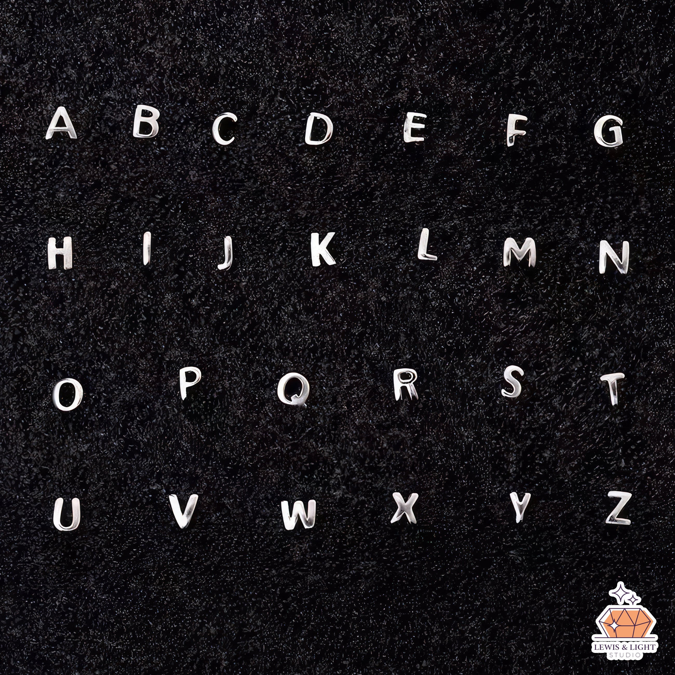 Personalized Initial Monogram Letter Earrings - Silver