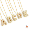 Iced Out Bubble Letter Initial - Gold