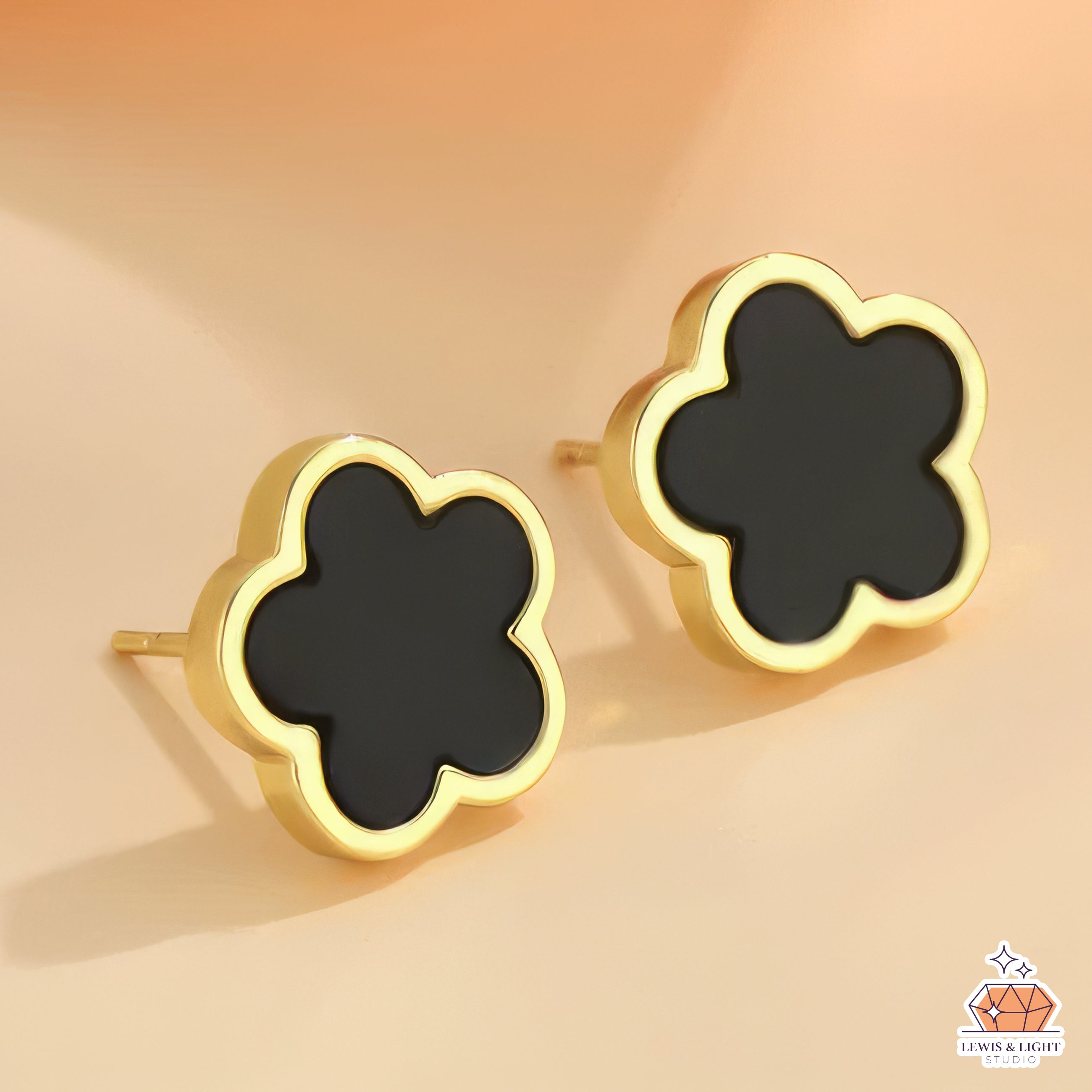 Pendientes de trébol de ónix negro Alhambra - Oro