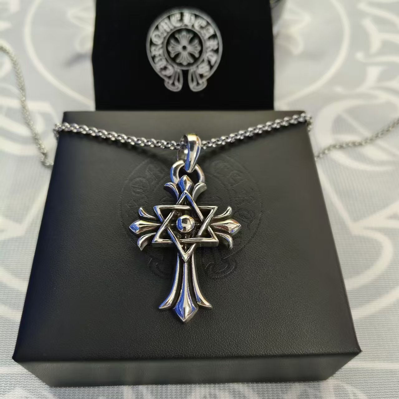 Chrome Heart Star of David Pendant – Gothic Y2K Punk Jewish Star