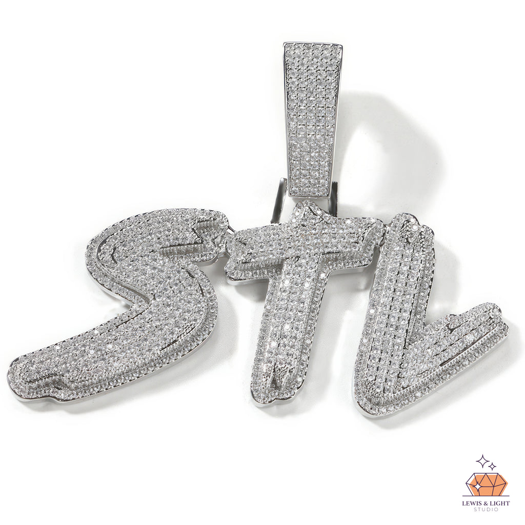 Collar con colgante Iced Out KING: cadena personalizada de hip hop urbano y gruesa