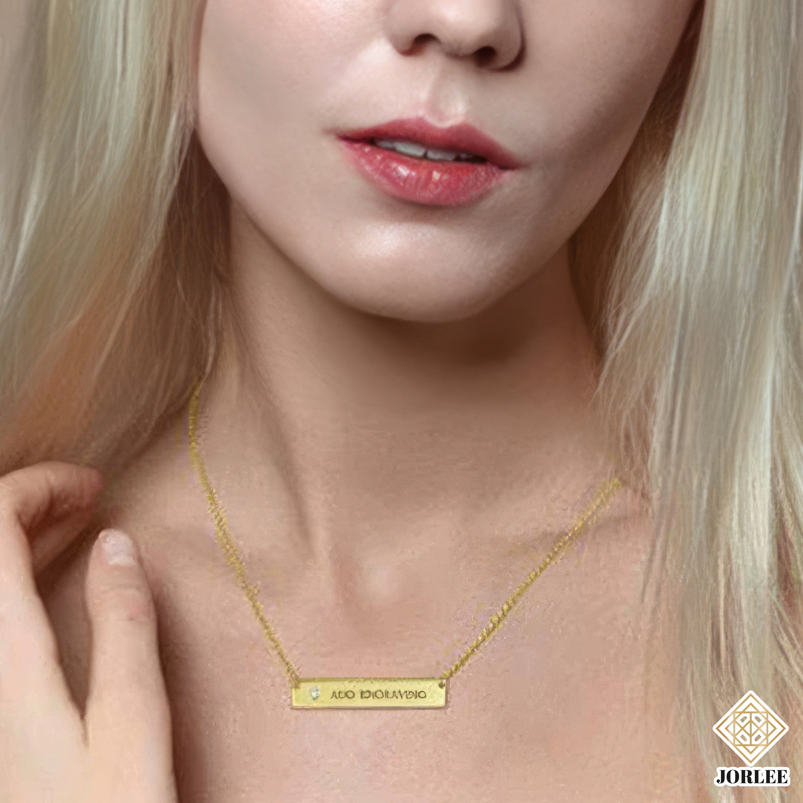 ID Nameplate Necklace in 925 Sterling Silver – Personalized Engraved Bar Necklace for Women