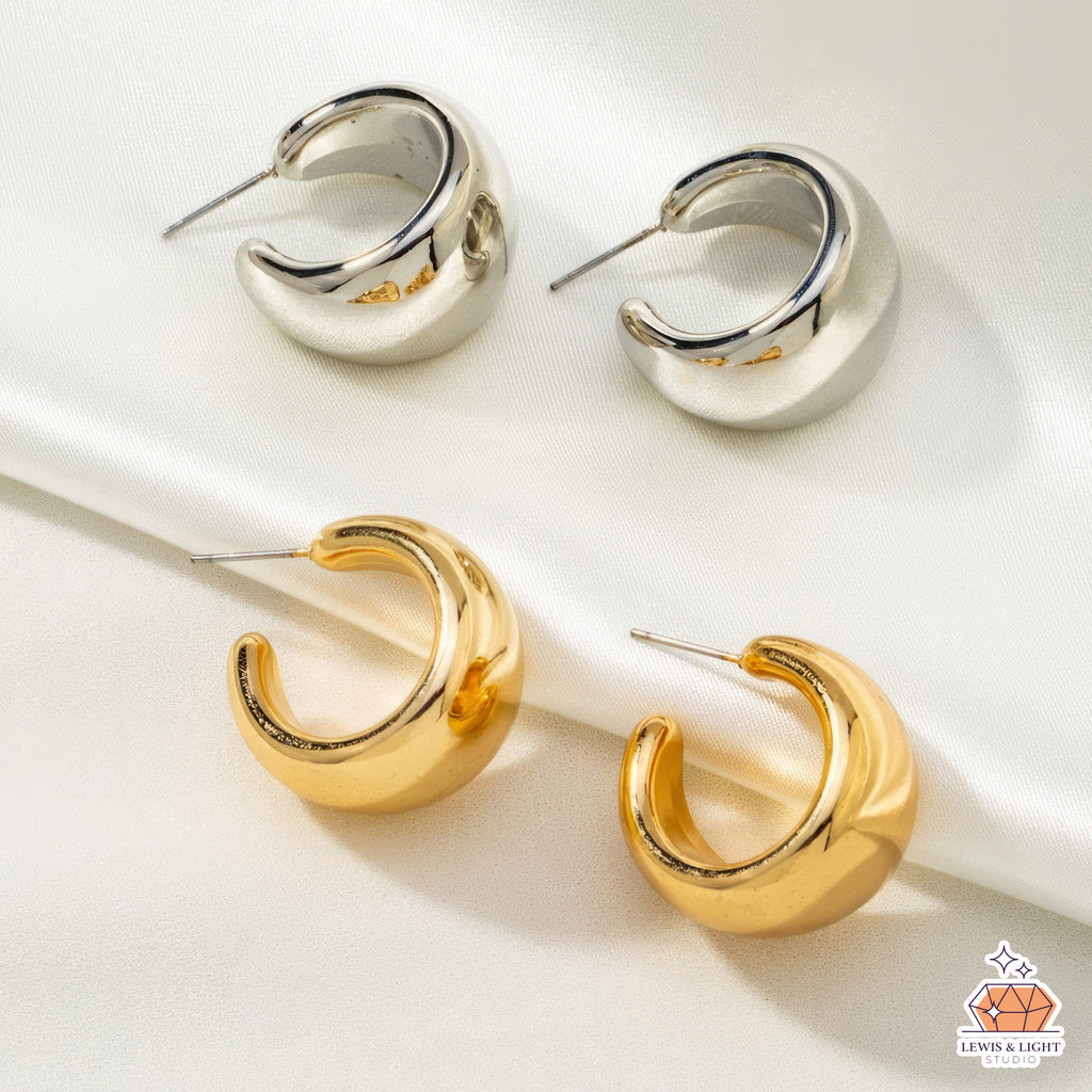 Klobige C-förmige Creolen – Gold