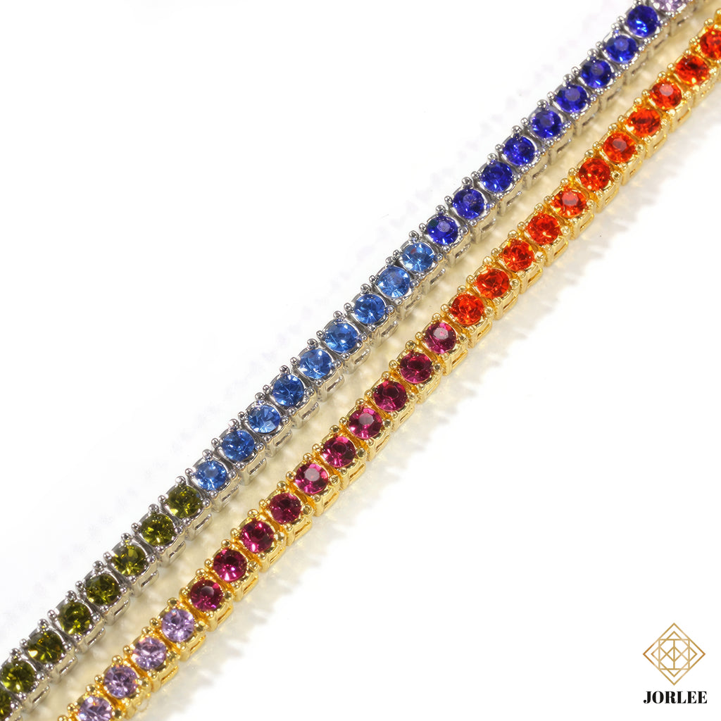 Rainbow Bling Necklace | Hip Hop Iced Out Chain | Colorful Rapper Jewelry