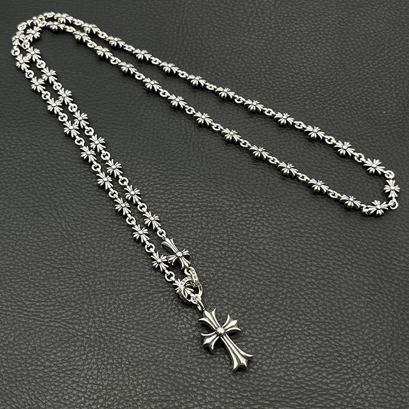 Chrome Hearts Rosary Cross Necklace – Adjustable Carved Ring Chain | Hip Hop Fashion Jewelry