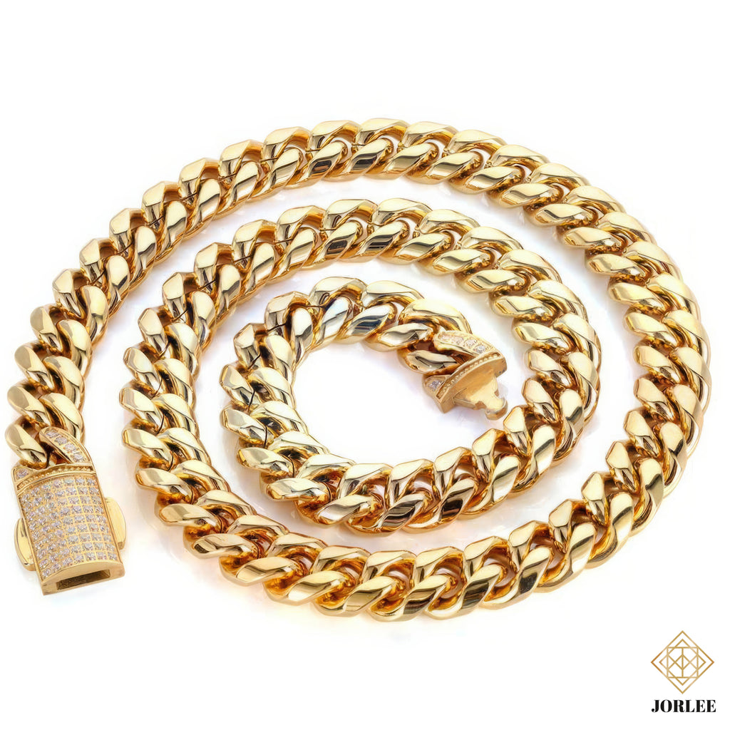 12mm Miami Cuban Link Chain – Gold Plated Mens Necklace, Hip Hop Jewelry, Thick Curb Chain Bling