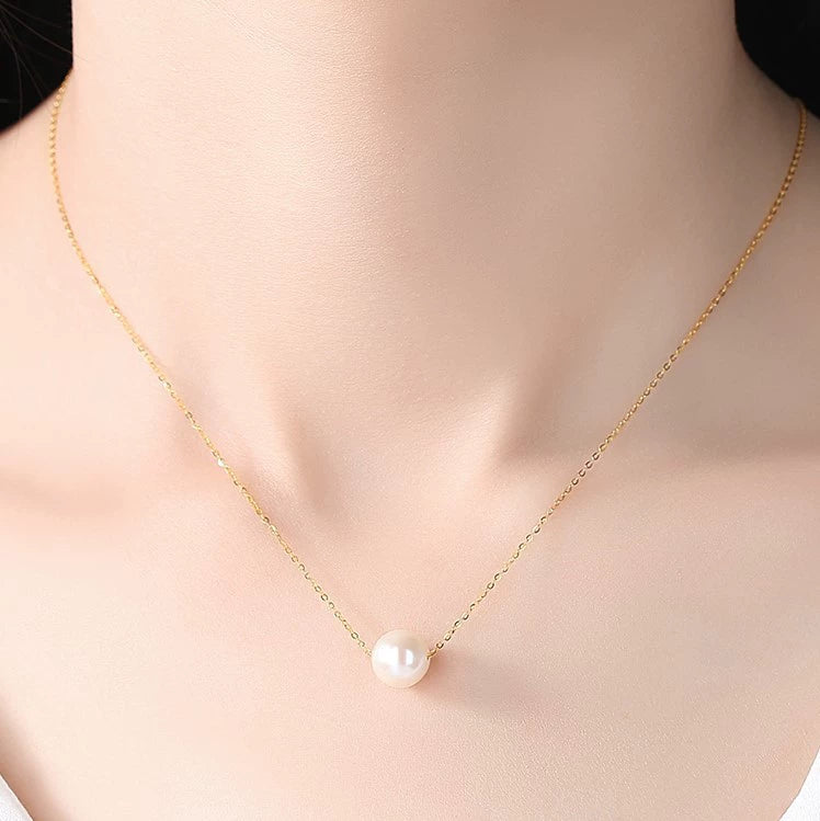 White Freshwater Pearl Necklace | 925 Sterling Silver Chain | AAAA Quality