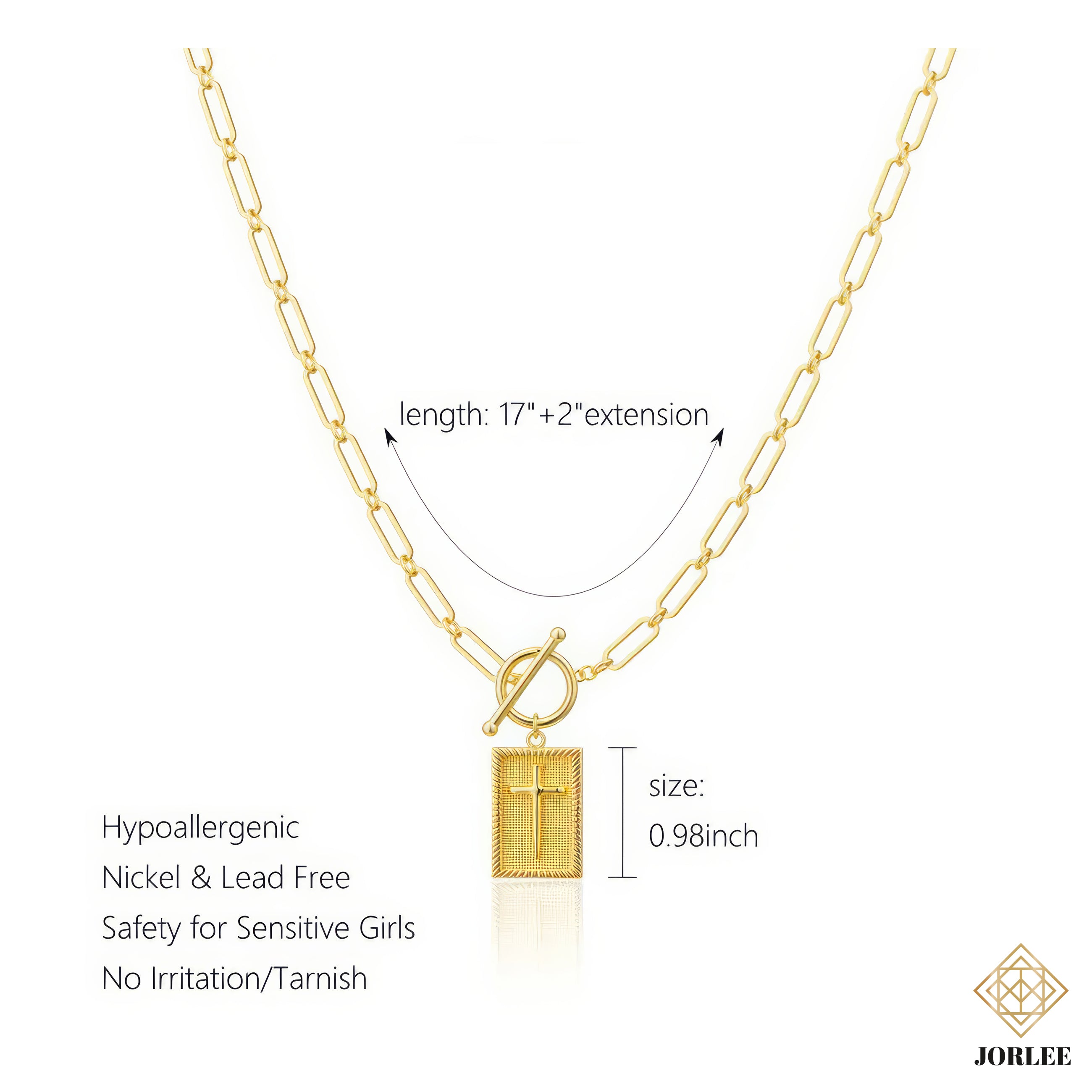 Cross with paper-clip like chain necklace