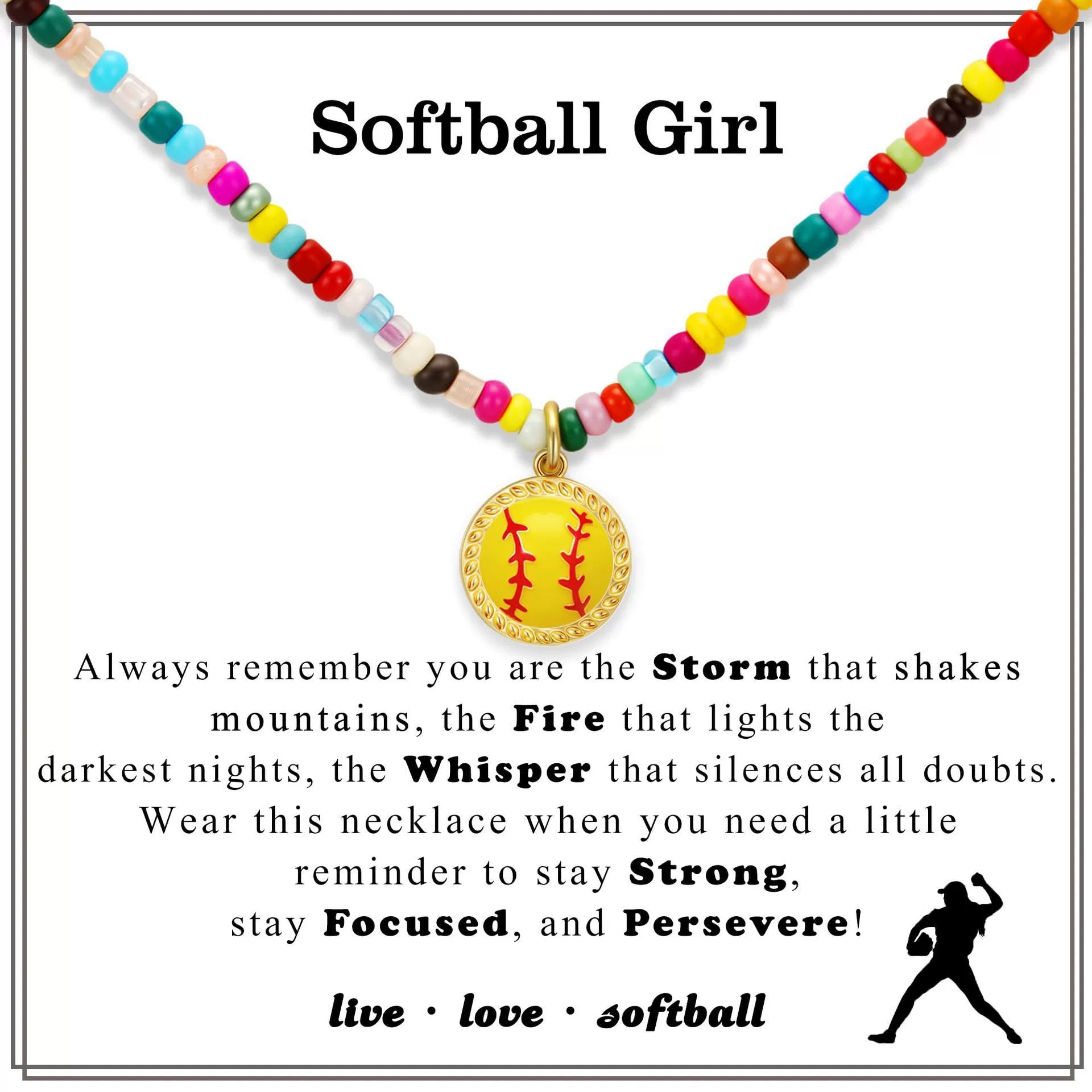 Volleyball Girl Beaded Necklace for Girl | Love Sports Charm Necklace