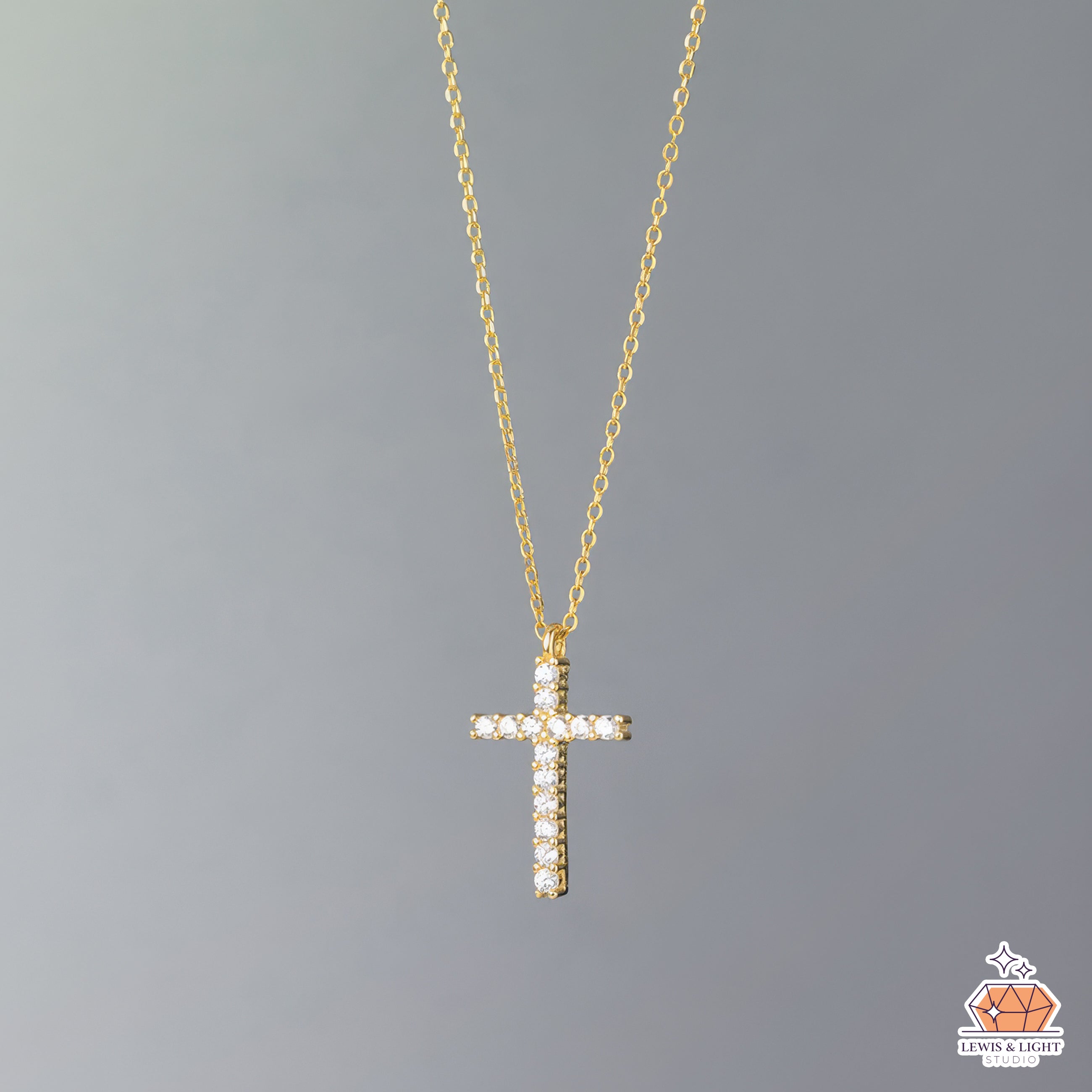 Minimalist Diamond Sterling Silver Cross Necklace