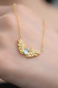Angel Wing Necklace – Natural Topaz Sterling Silver S925 18K Gold Plated