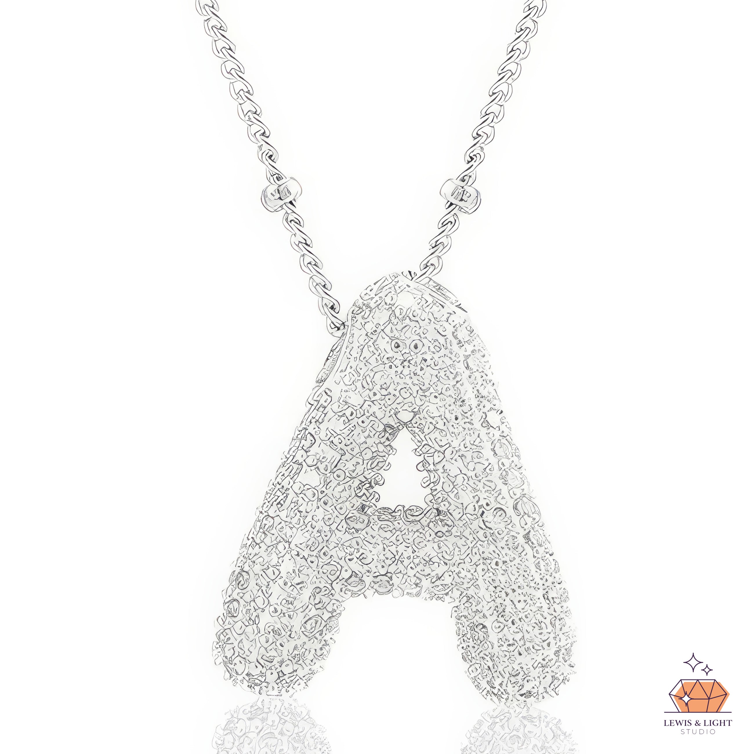 Iced Out Bubble Letter Initial - Silver