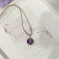 Amethyst Gemstone Donut-Shaped Pendant Necklace – Braided Nylon Cord | Calmness & Stress Relief Crystal