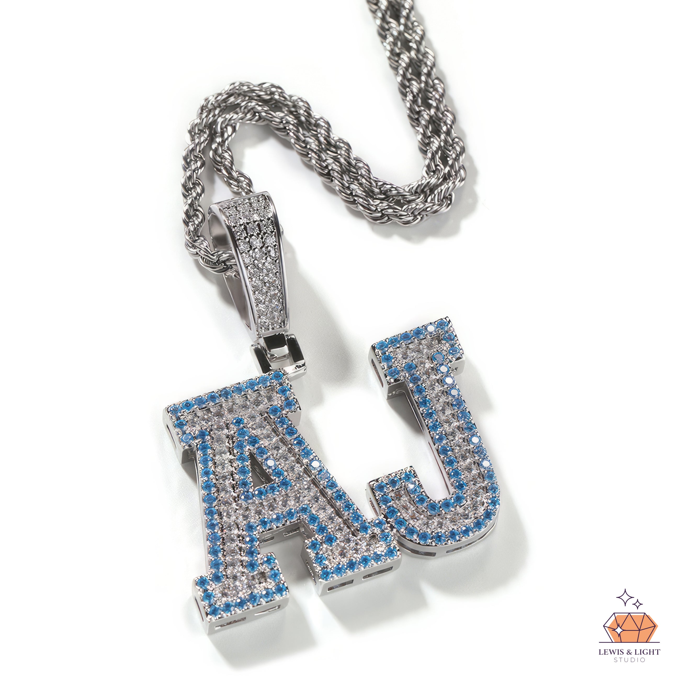 Iced Out JAS Name Pendant Necklace – Chunky Urban Hip Hop Personalized Chain