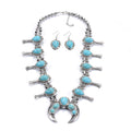 ARIS DESIGNER Faux Blue Turquoise Squash Blossom Necklace – Skelapparel Southwestern Navajo Pearl Set | Kingman Style