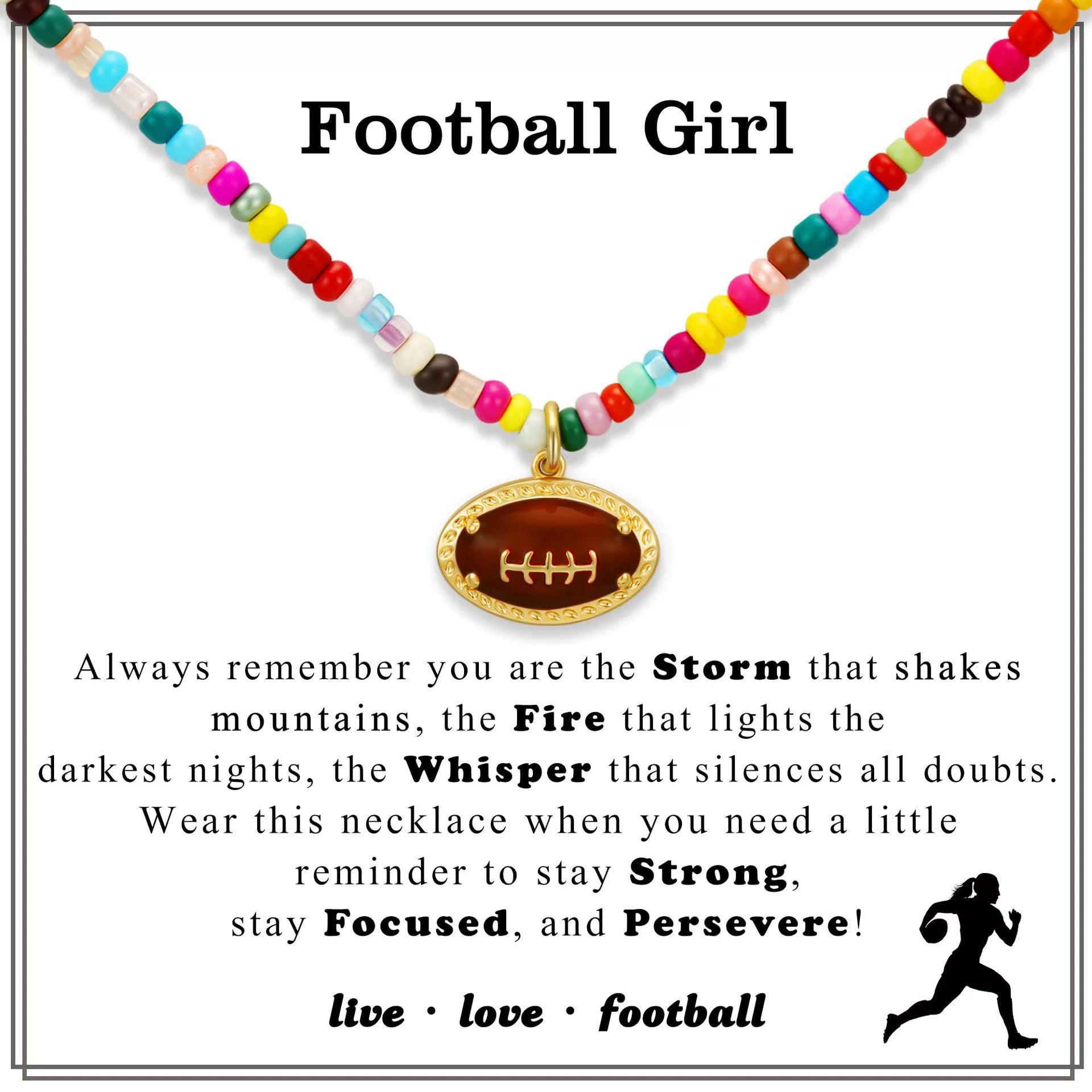 Volleyball Girl Beaded Necklace for Girl | Love Sports Charm Necklace