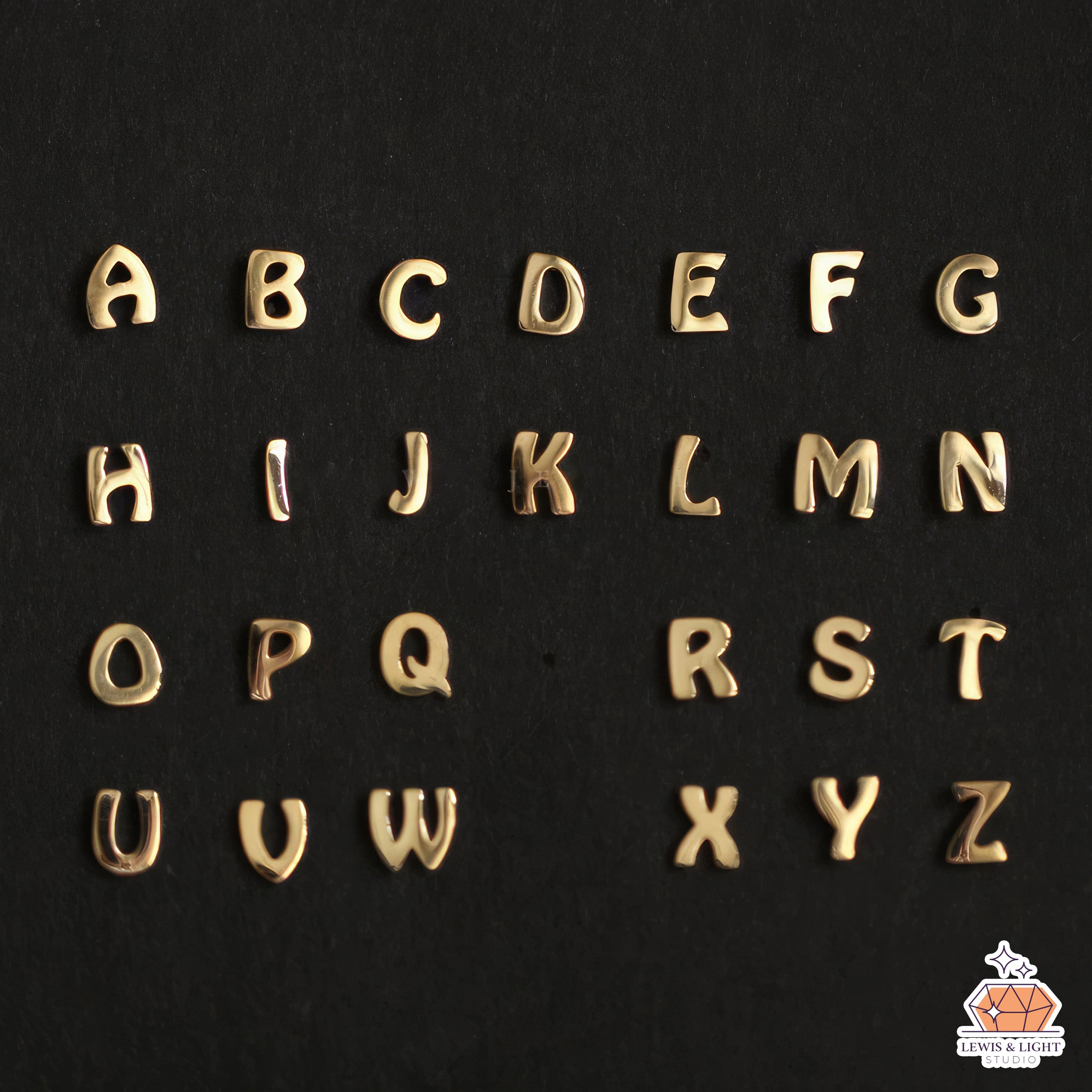 Personalized Initial Monogram Letter Earrings - Gold