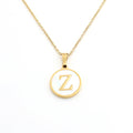 Personalized Gold Enamel White Shell Initial Necklace